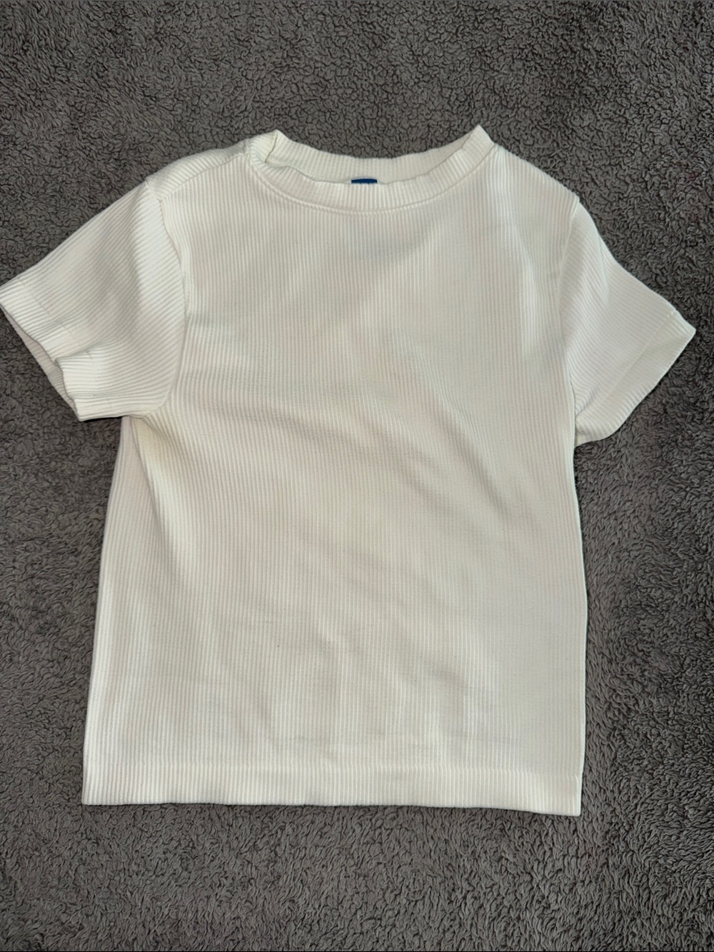 Old Navy White Ribbed Short Sleeve Tee - Girls